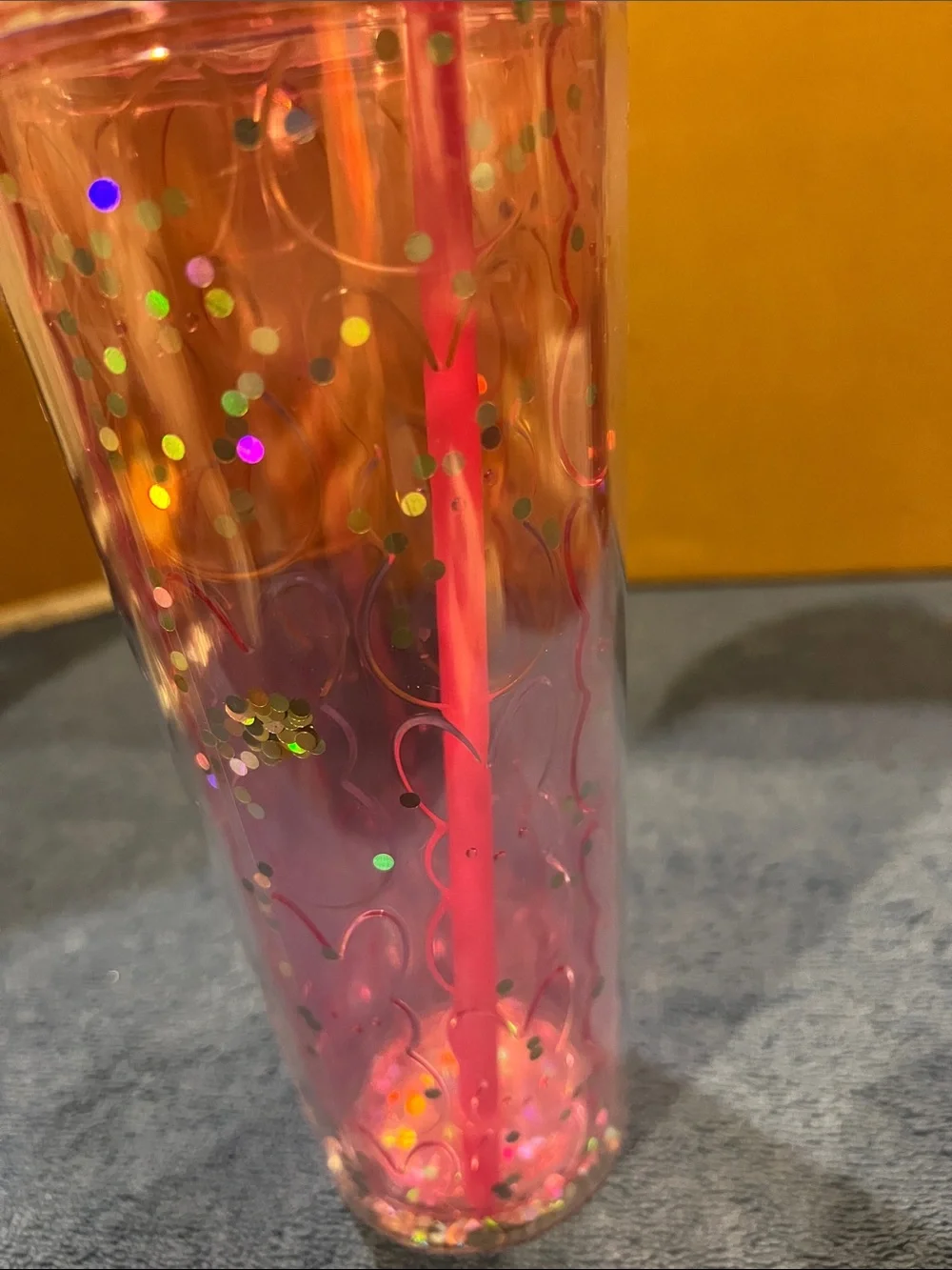 Peeps Pink Iridescent Confetti Tumbler with Straw